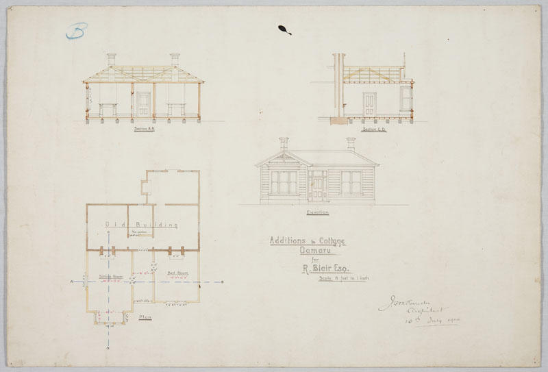 Additions to Cottage Oamaru for R Blair Esq Culture Waitaki