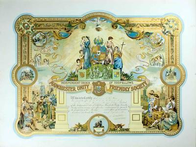 Hore, James H H.  Manchester Unity Friendly Society  certificate